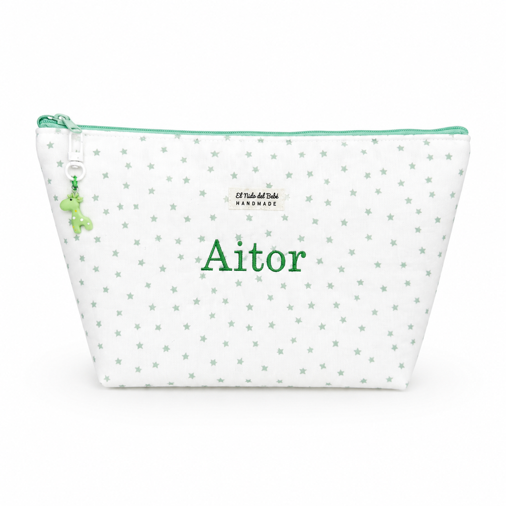 Neceser Impermeable Pañalera Estrellas Verde