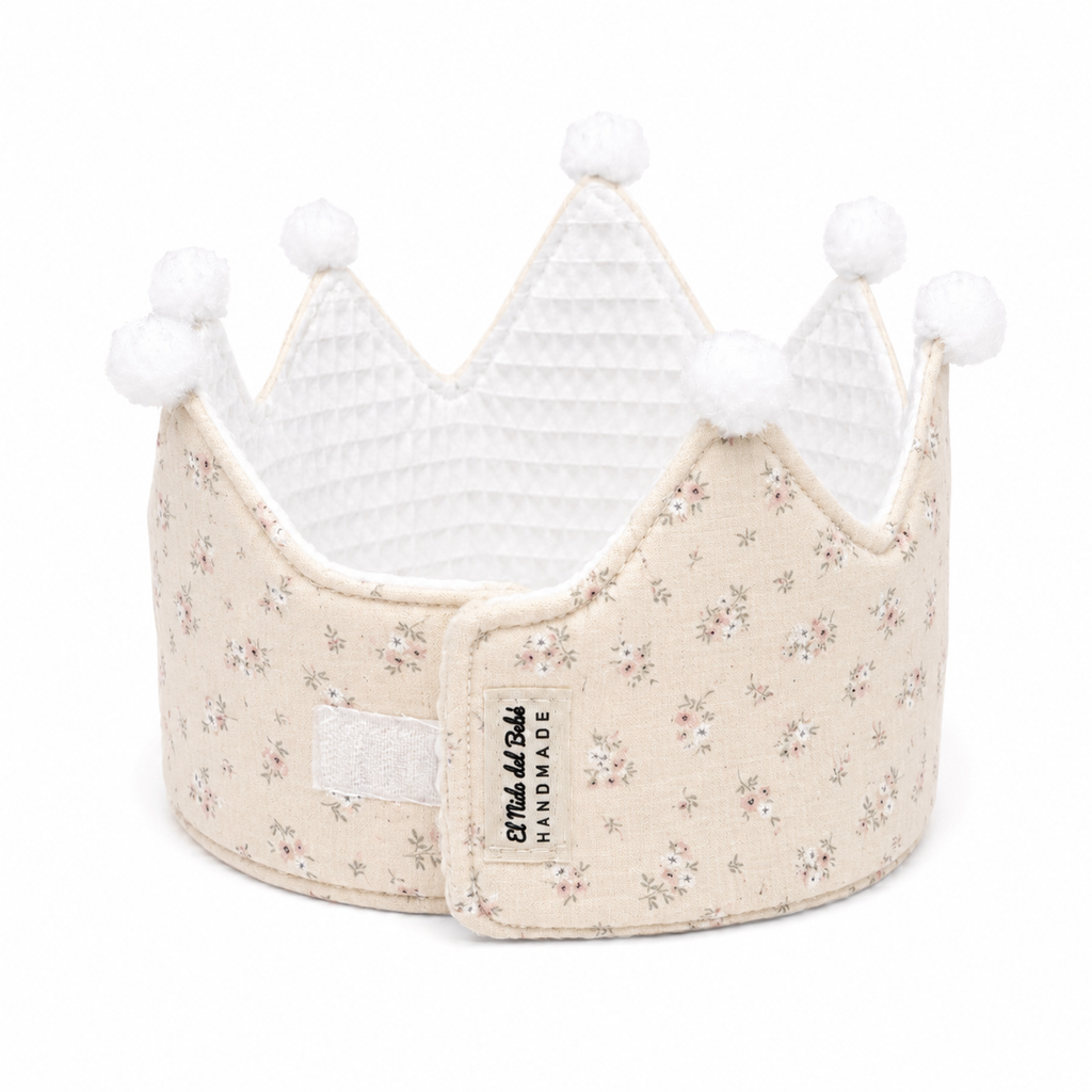 Corona Cumpleaños Personalizada Flores Beige