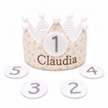 Corona Cumpleaños Personalizada Flores Beige