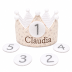 Corona Cumpleaños Personalizada Flores Beige