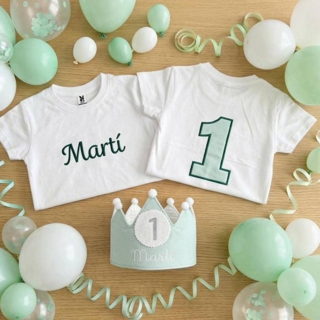 Corona Cumpleaños Personalizada Verde Pastel