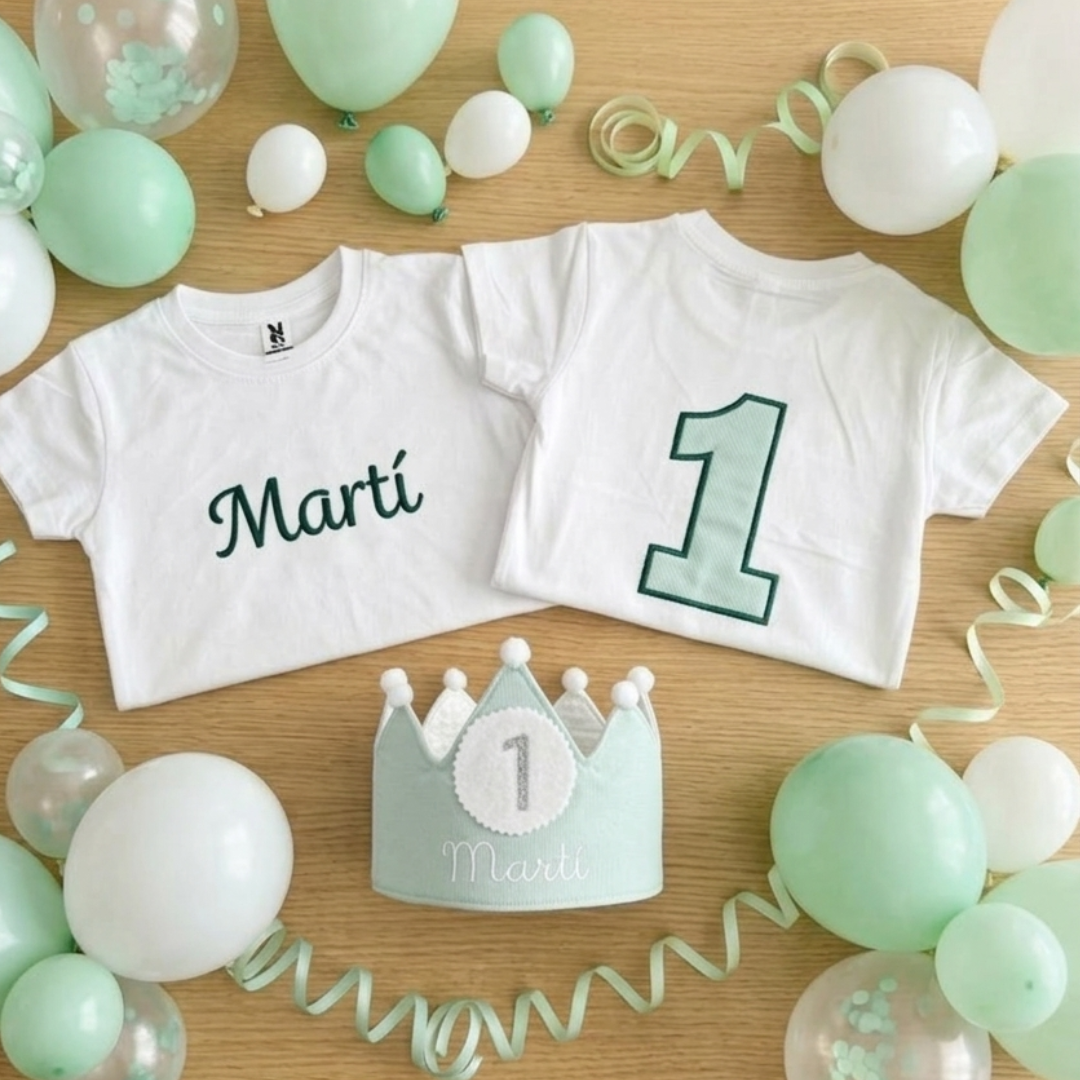 Corona Cumpleaños Personalizada Verde Pastel