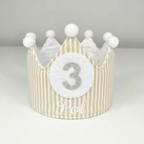 Corona Cumpleaños Personalizada Rayas Beige