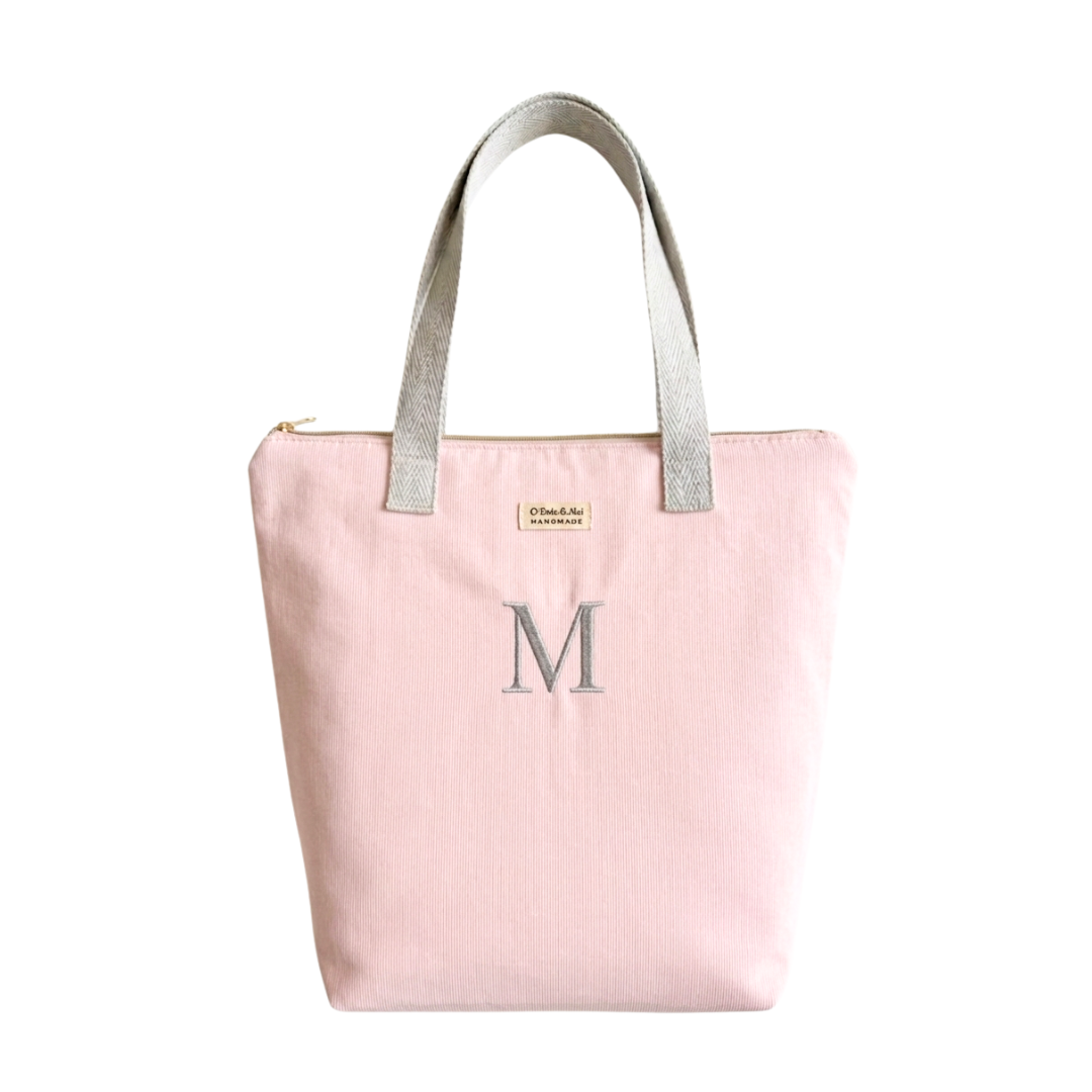 Tote Bag con Cremallera Rosa Pastel