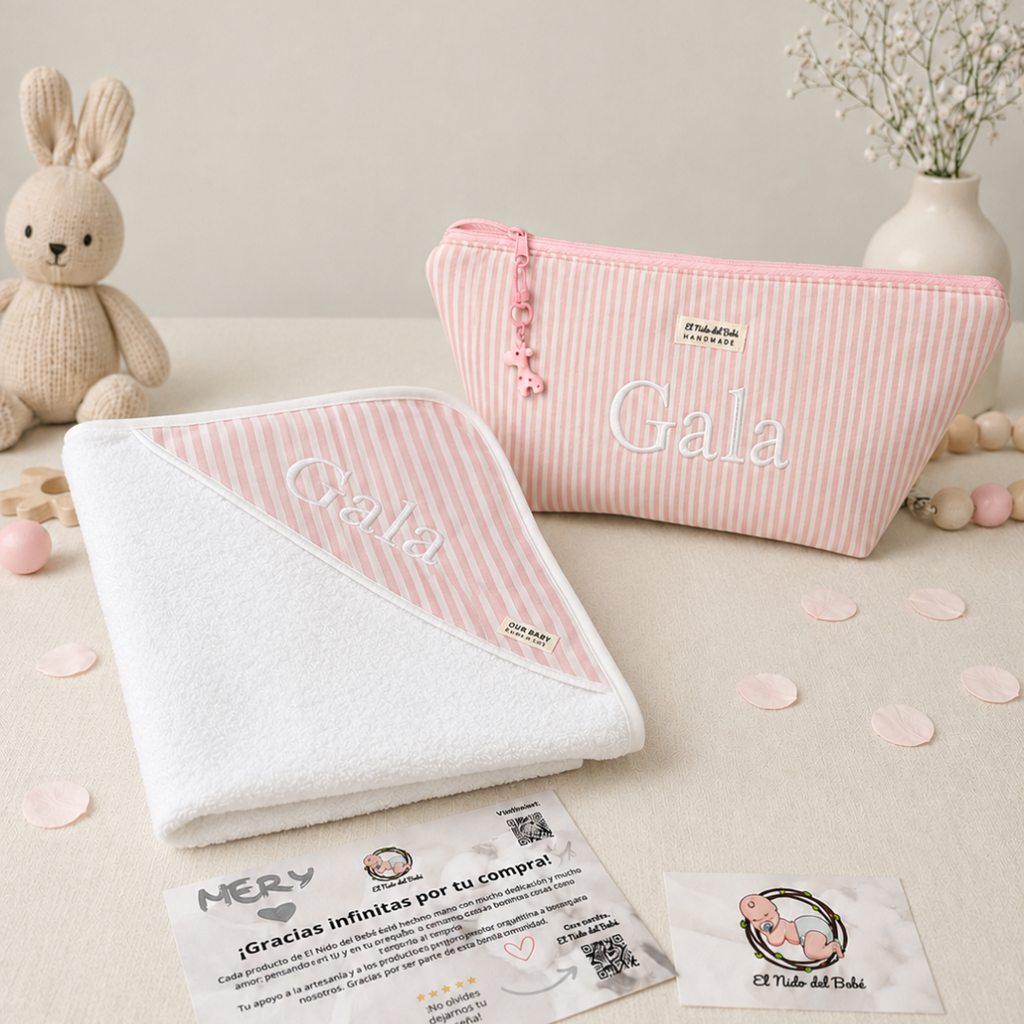 Pack Regalo Bebé Rayas Rosas