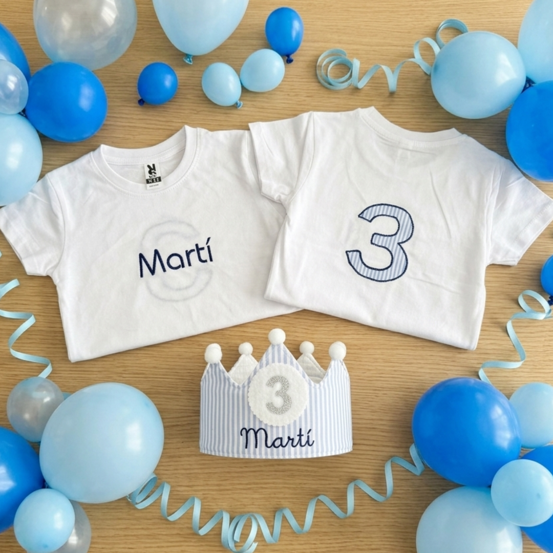 Conjunto Cumpleaños Rayas Azul