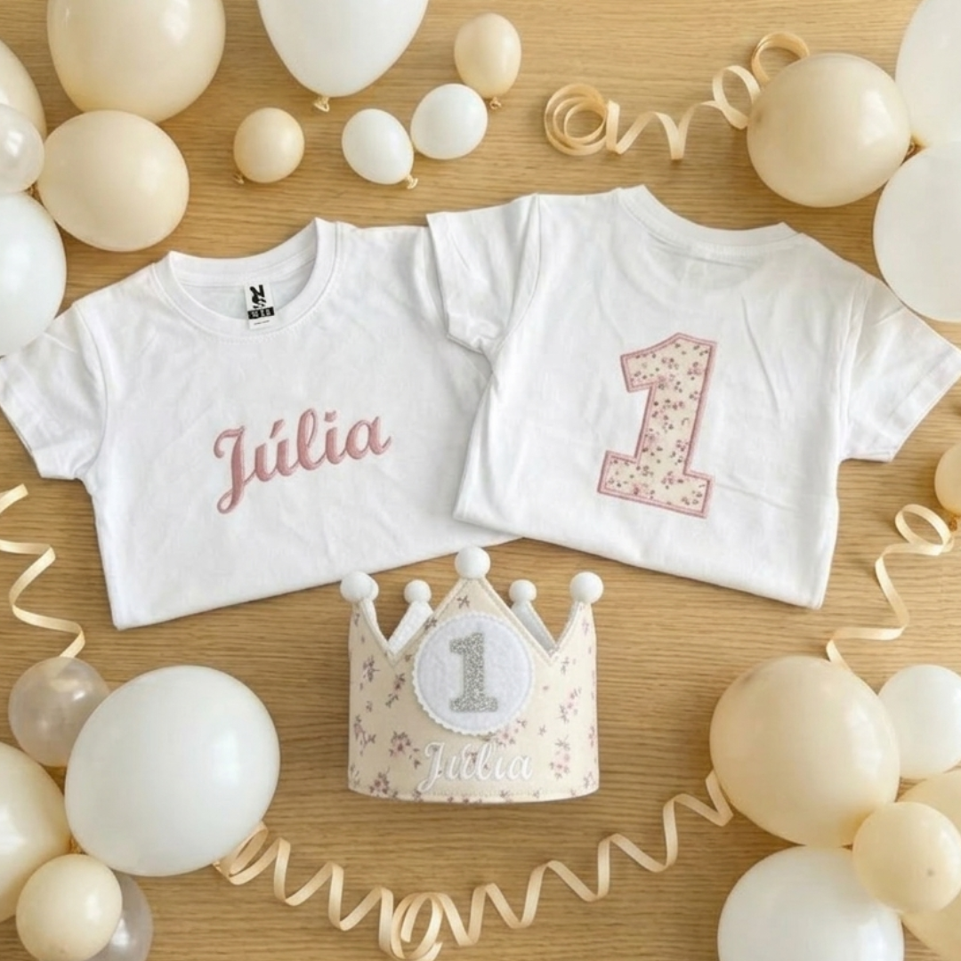 Conjunto Cumpleaños Flores Beige