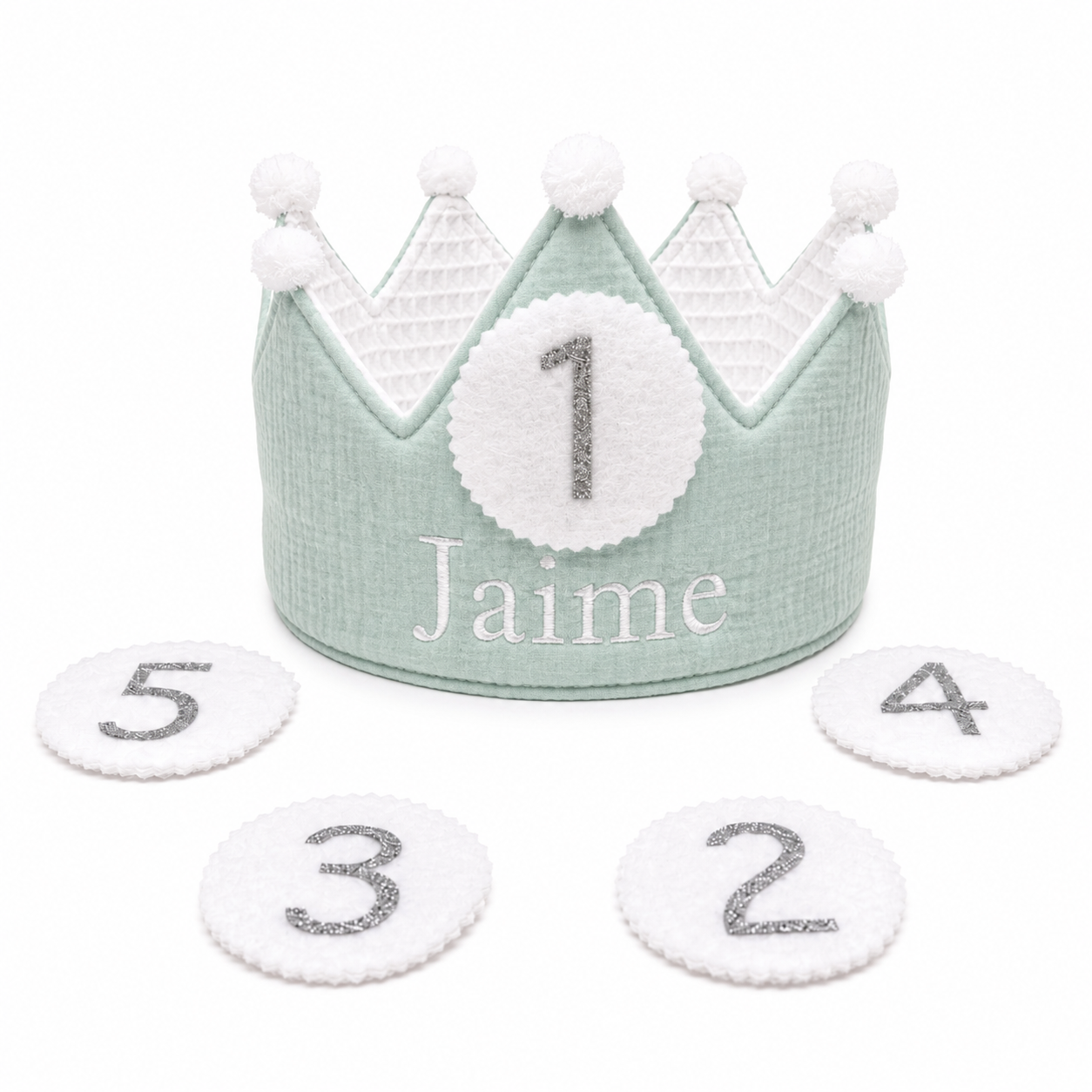 Corona Cumpleaños Personalizada Verde Pastel