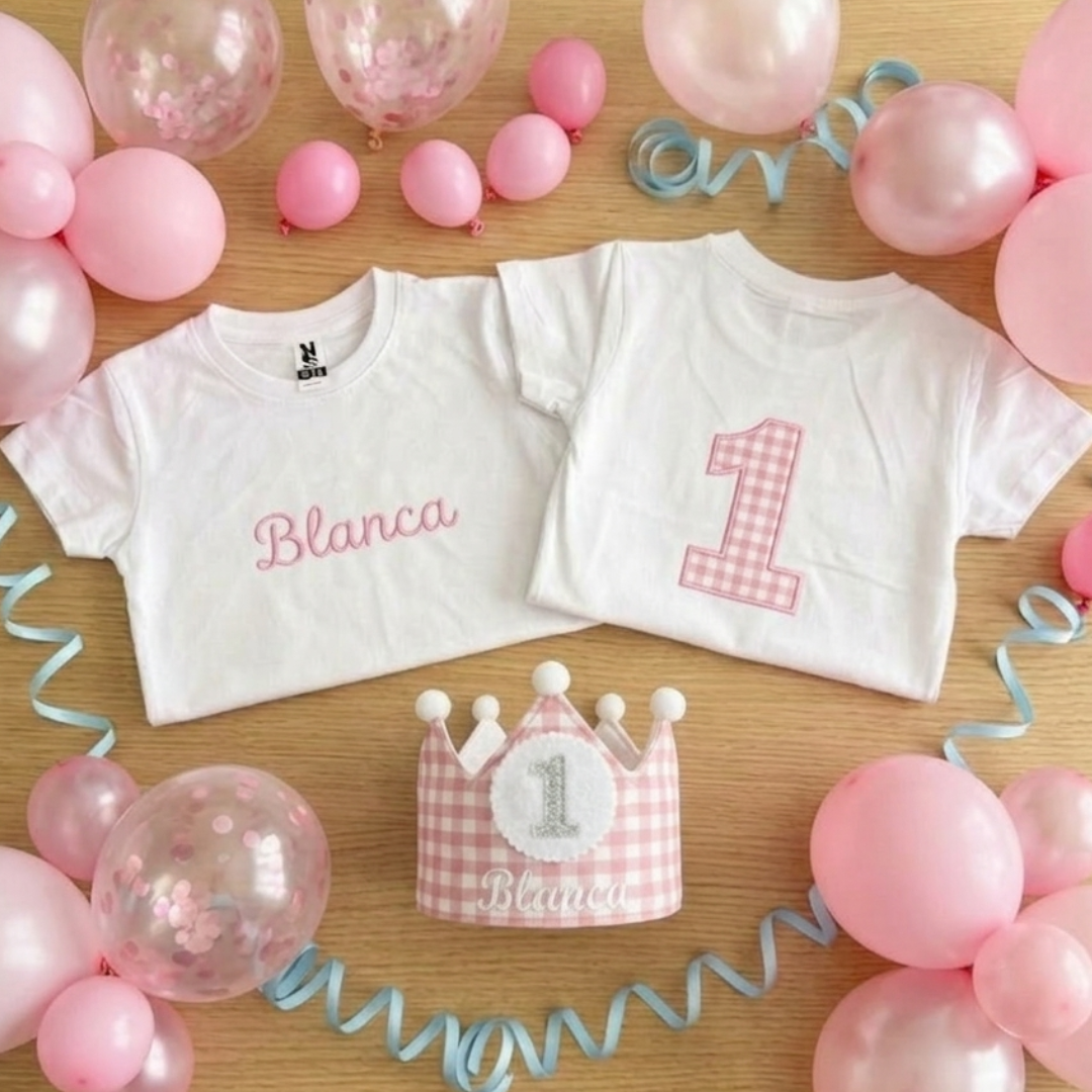 Conjunto Cumpleaños Vichy Rosa