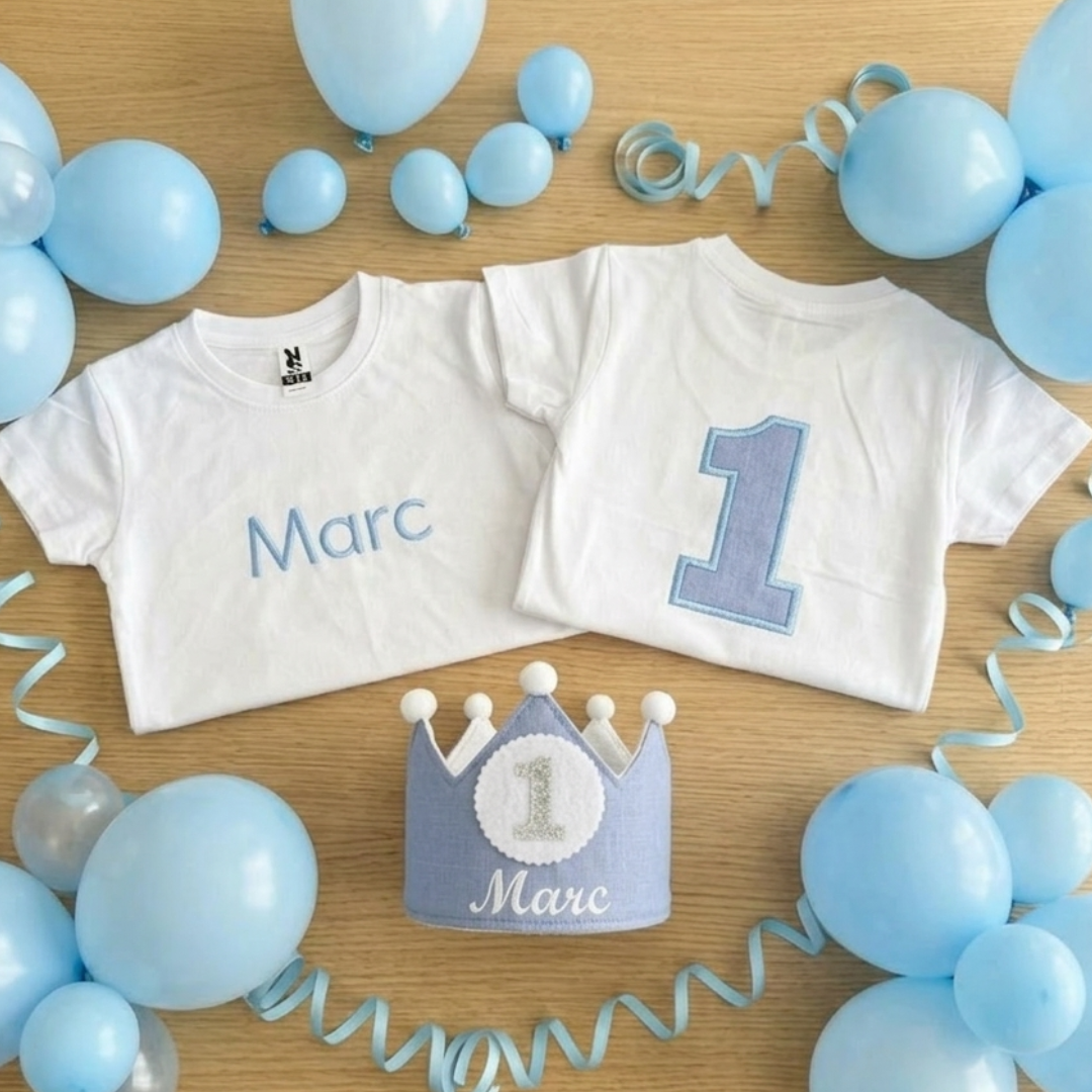 Corona Cumpleaños Personalizada Azul Báltico