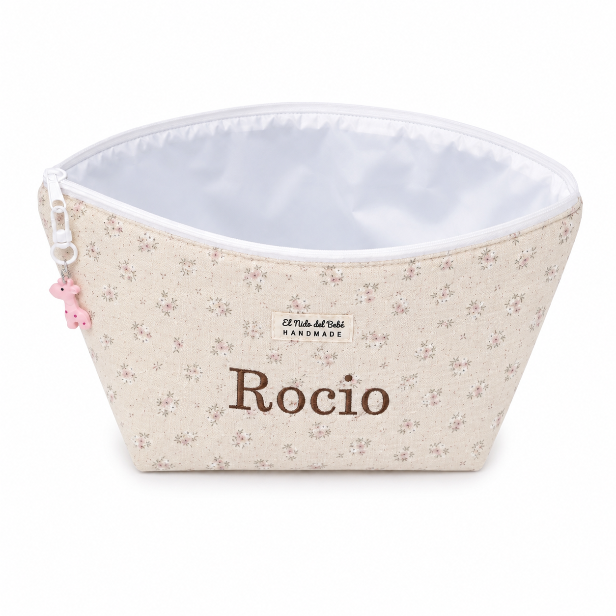 Neceser Impermeable Pañalera Flores Beige