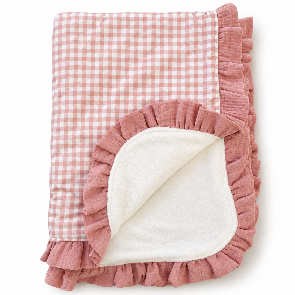 Manta Bebé Personalizada Vichy Rosa y Blanco
