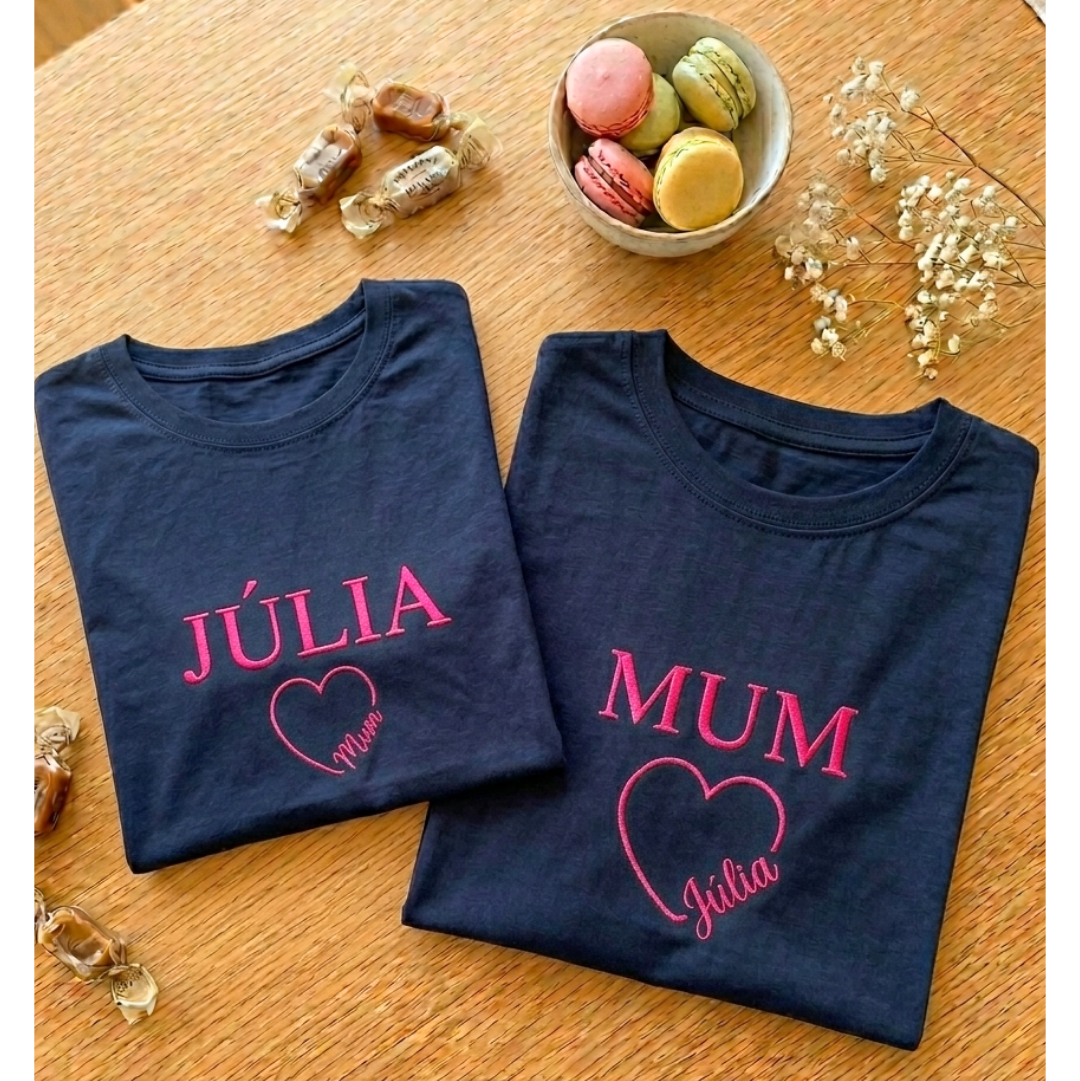 Pack Camisetas Mamá e Hijo Marino y Rosa