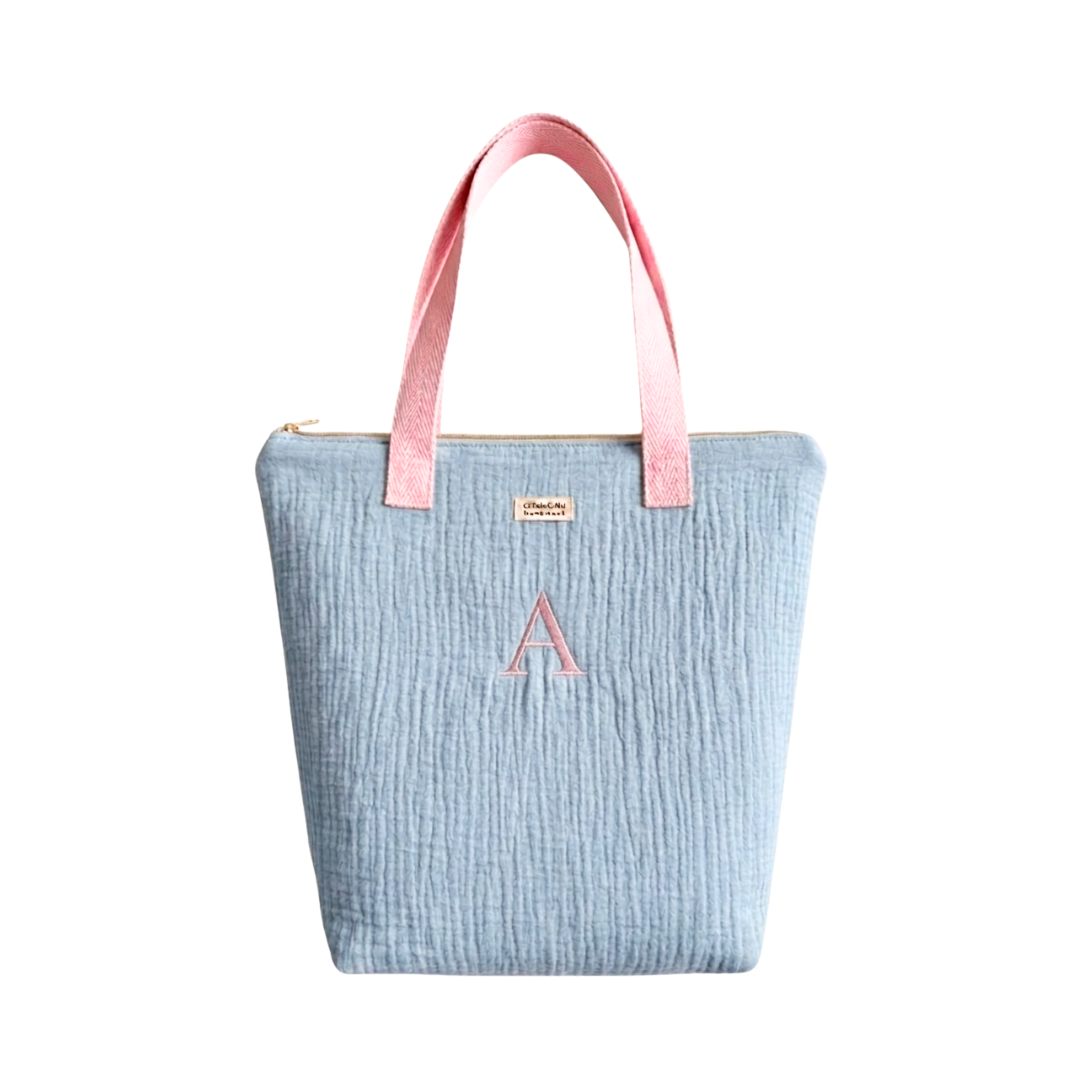 Tote Bag con Cremallera Azul