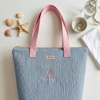 Tote Bag con Cremallera Azul