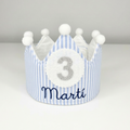 Corona Cumpleaños Personalizada Rayas Azul