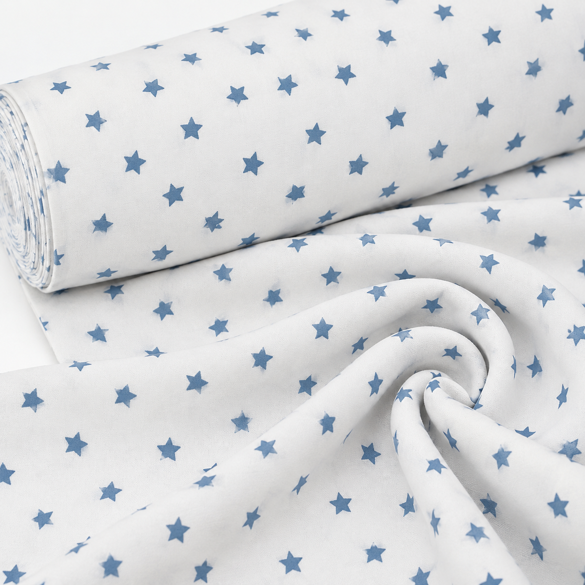 Tela Popelín de Algodón 100% Estrellas Azules y Blanco – OEKO-TEX®