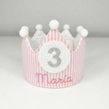 Corona Cumpleaños Personalizada Rayas Rosa