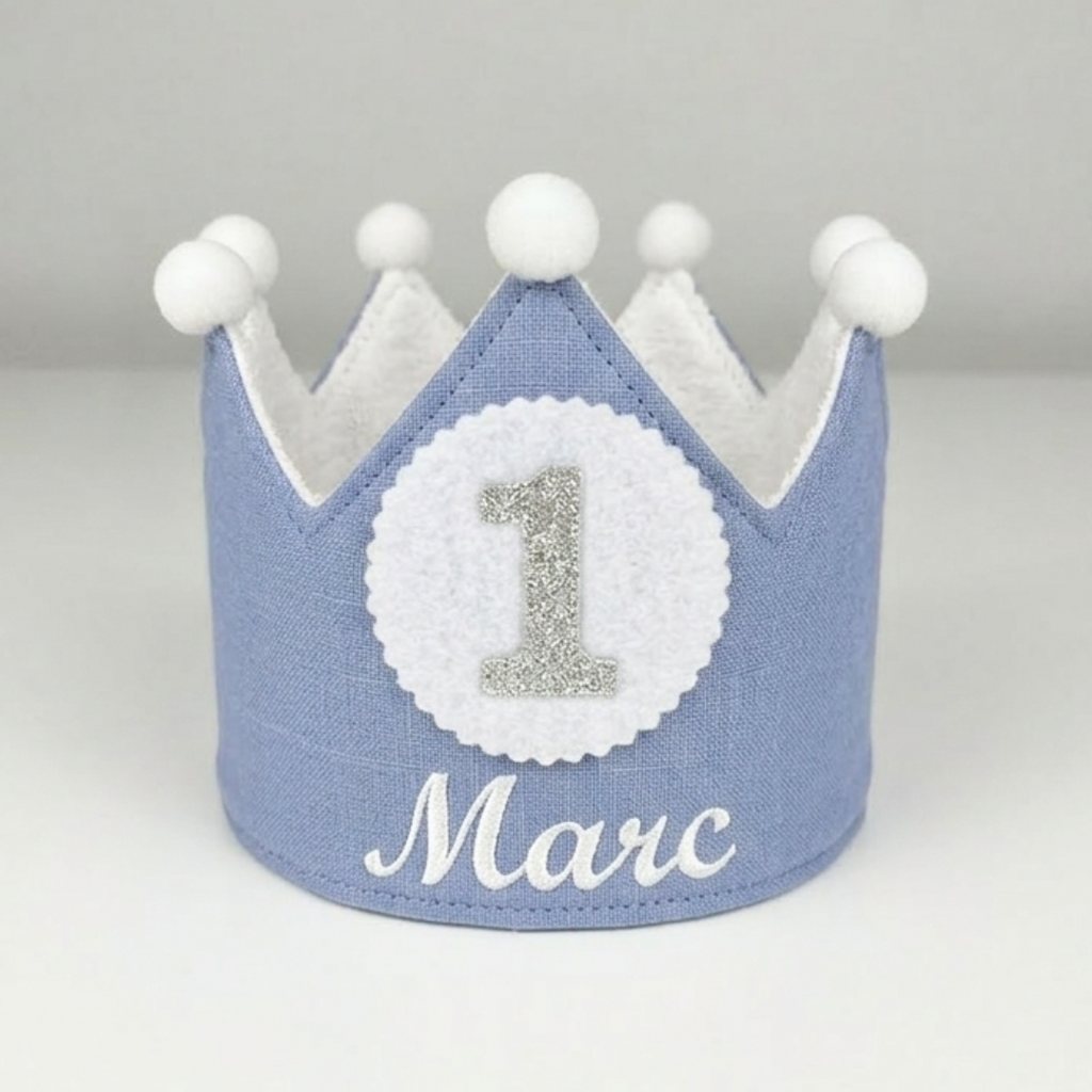 Corona Cumpleaños Personalizada Azul Báltico