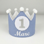 Corona Cumpleaños Personalizada Azul Báltico