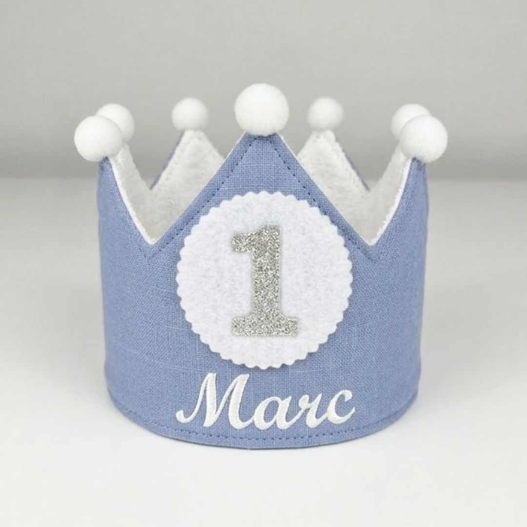 Corona Cumpleaños Personalizada Azul Báltico