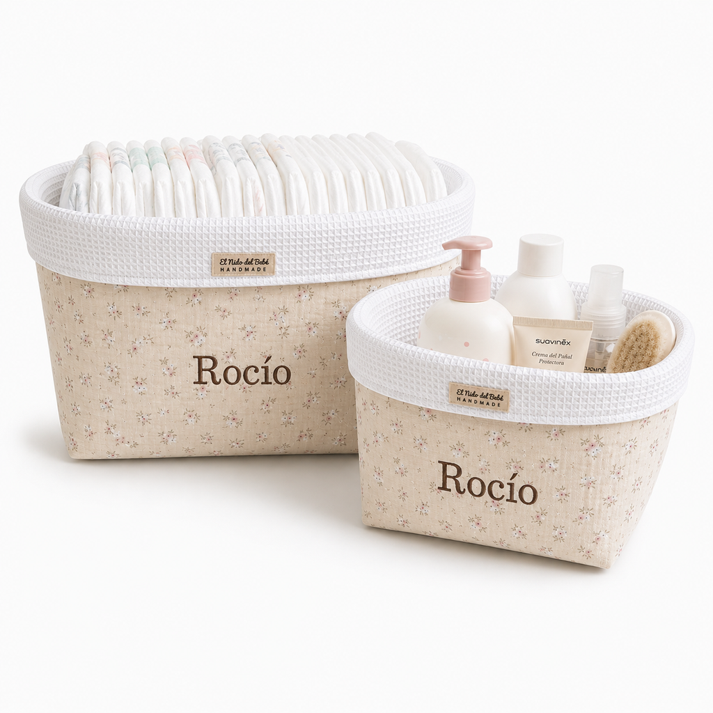 Organizadores de Pañales Flores Beige