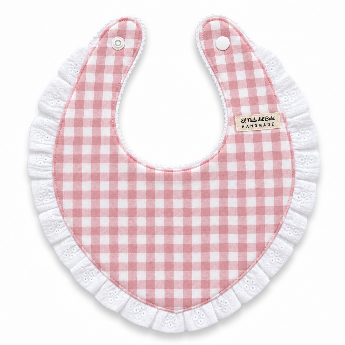 Babero Vichy Rosa Volantes