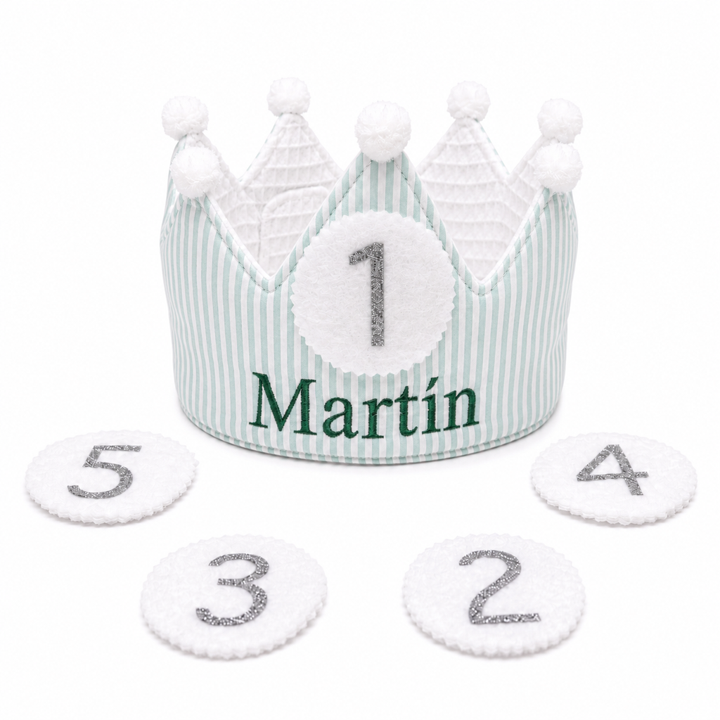Corona Cumpleaños Personalizada Rayas Verde