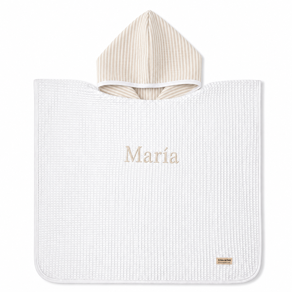 Poncho Rayas Beige