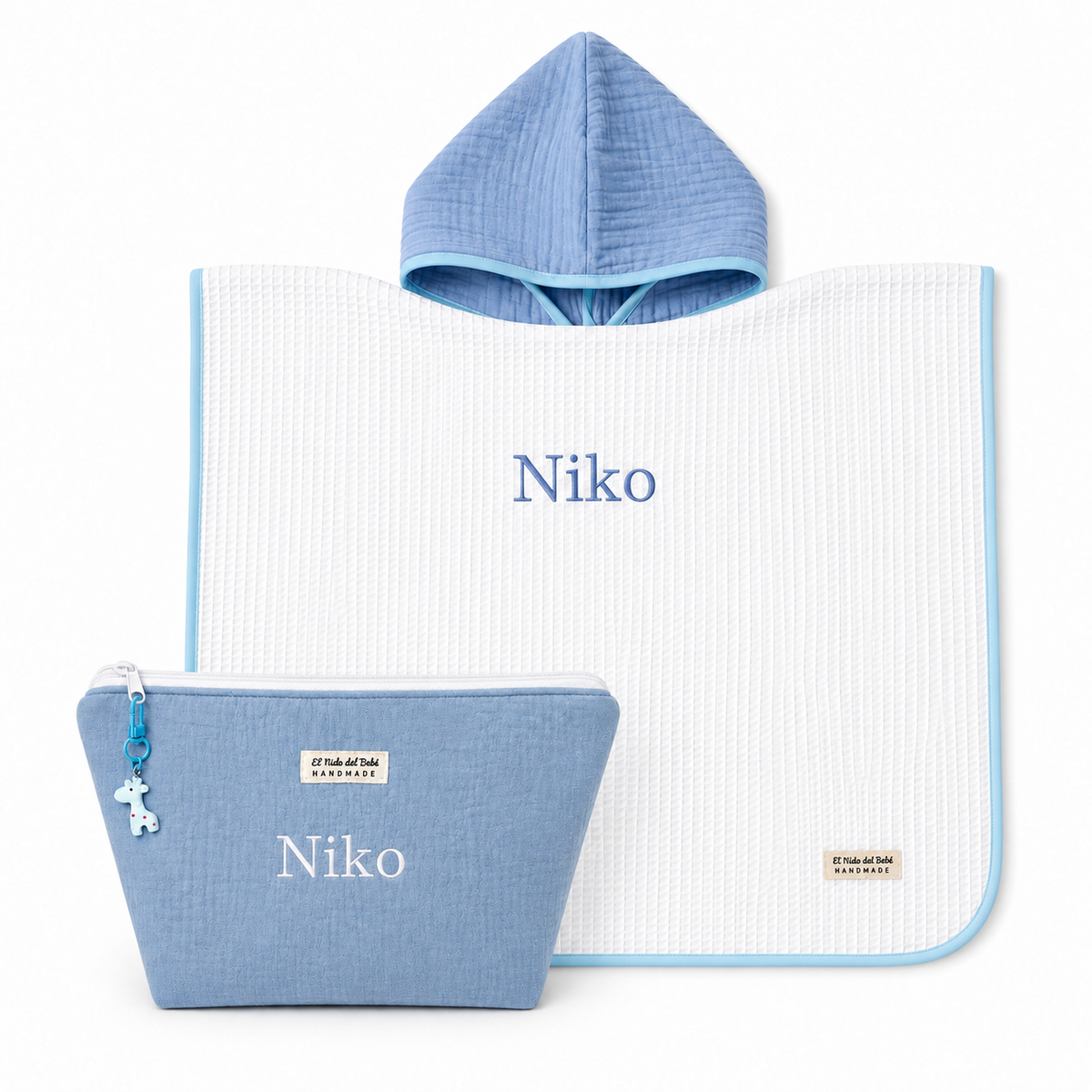 Pack Baño Personalizado · Poncho + Neceser Impermeable