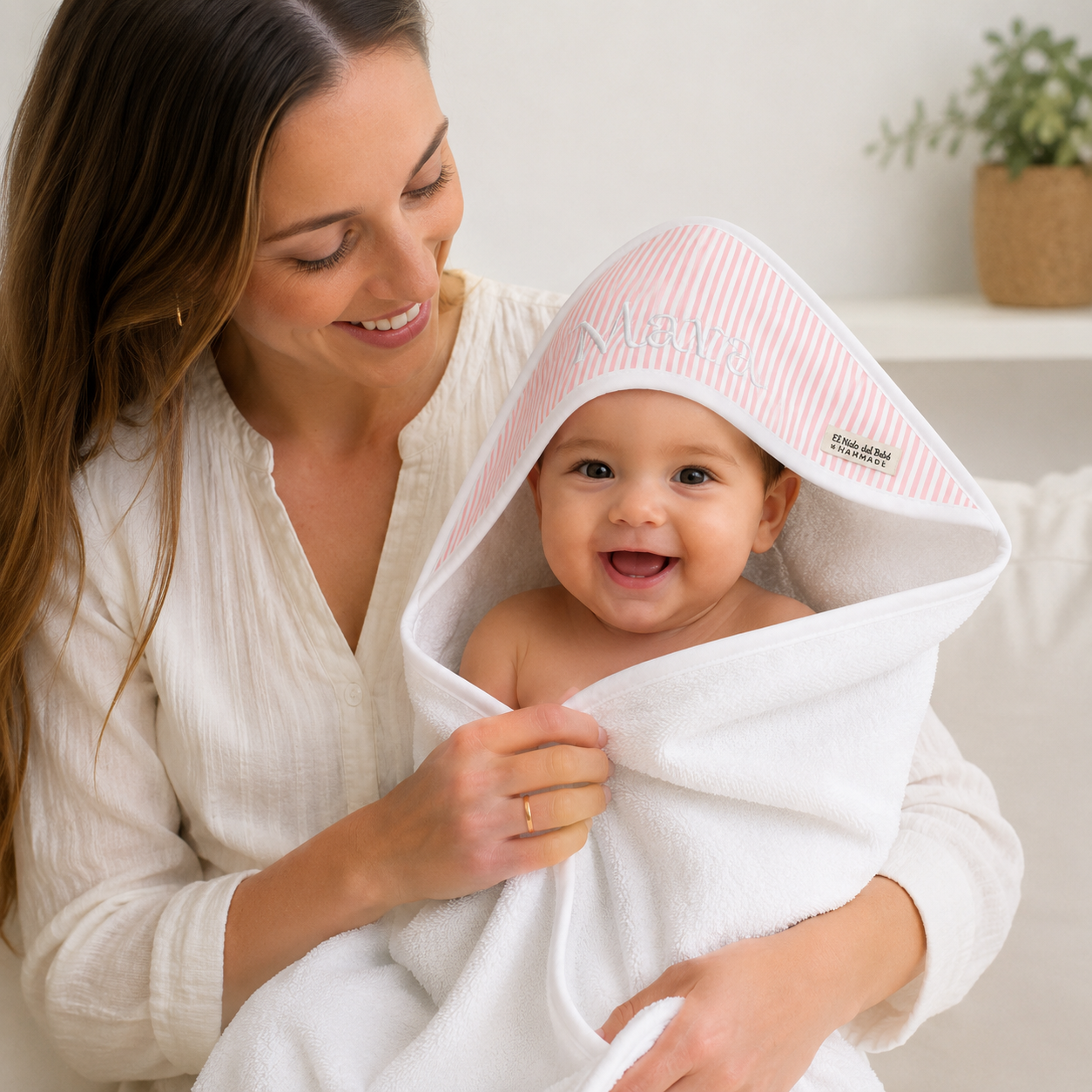 Capa de Baño Rayas Rosa