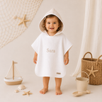 Poncho Flores Beige