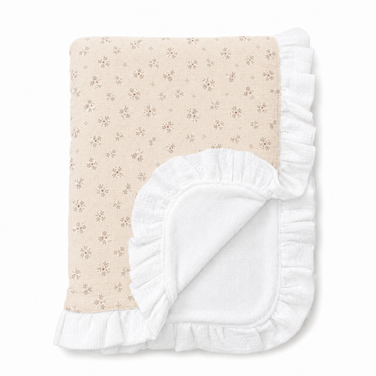Manta Invierno Personalizada Flores Beige