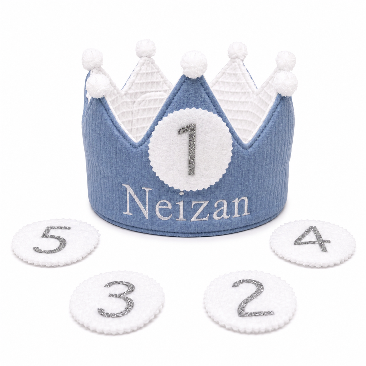 Corona Cumpleaños Personalizada Azul Báltico