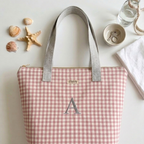 Tote Bag con Cremallera Vichy Rosa