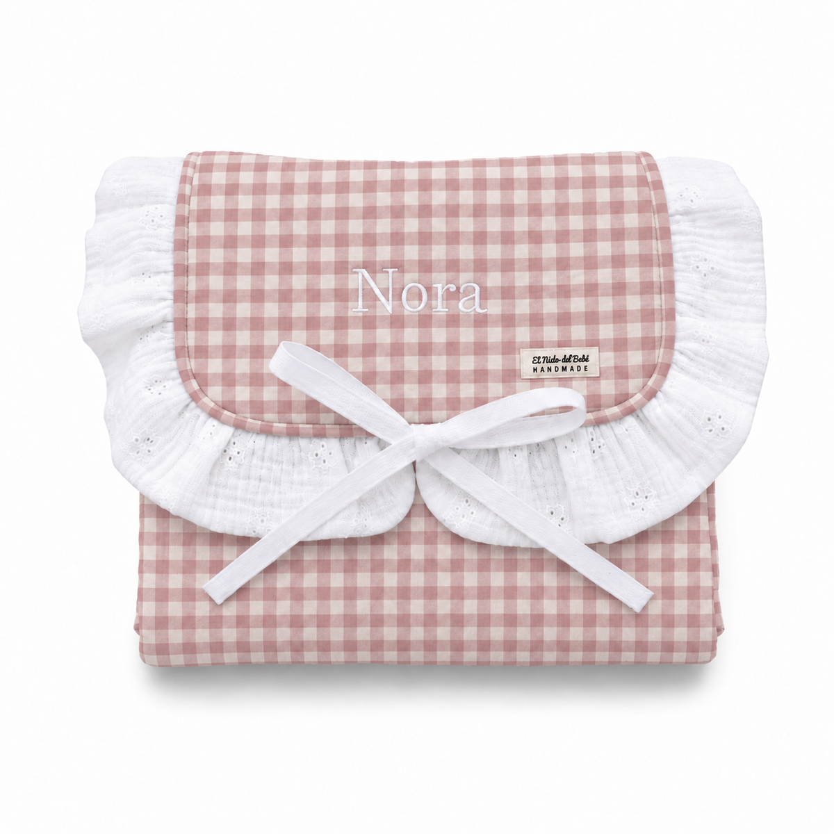 Cambiador Impermeable Vichy Rosa Empolvado
