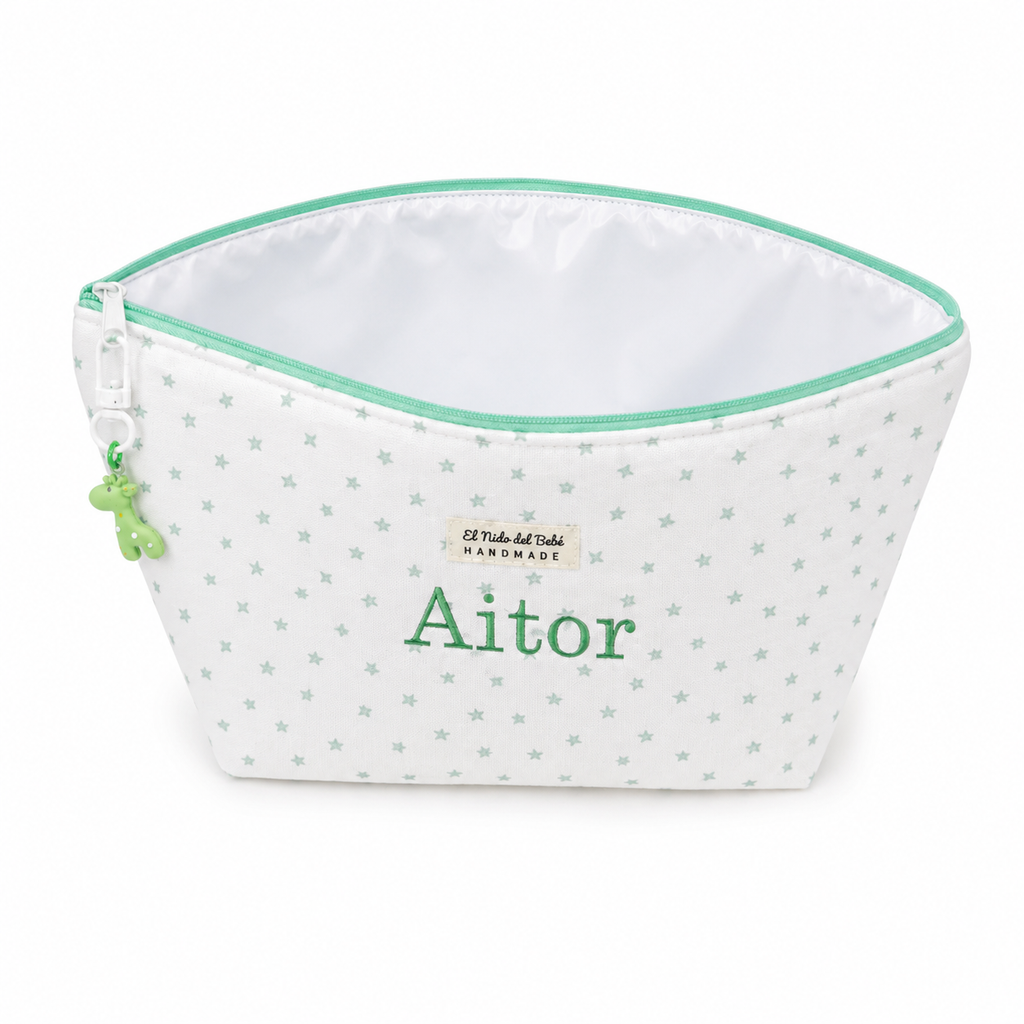 Neceser Impermeable Pañalera Estrellas Verde