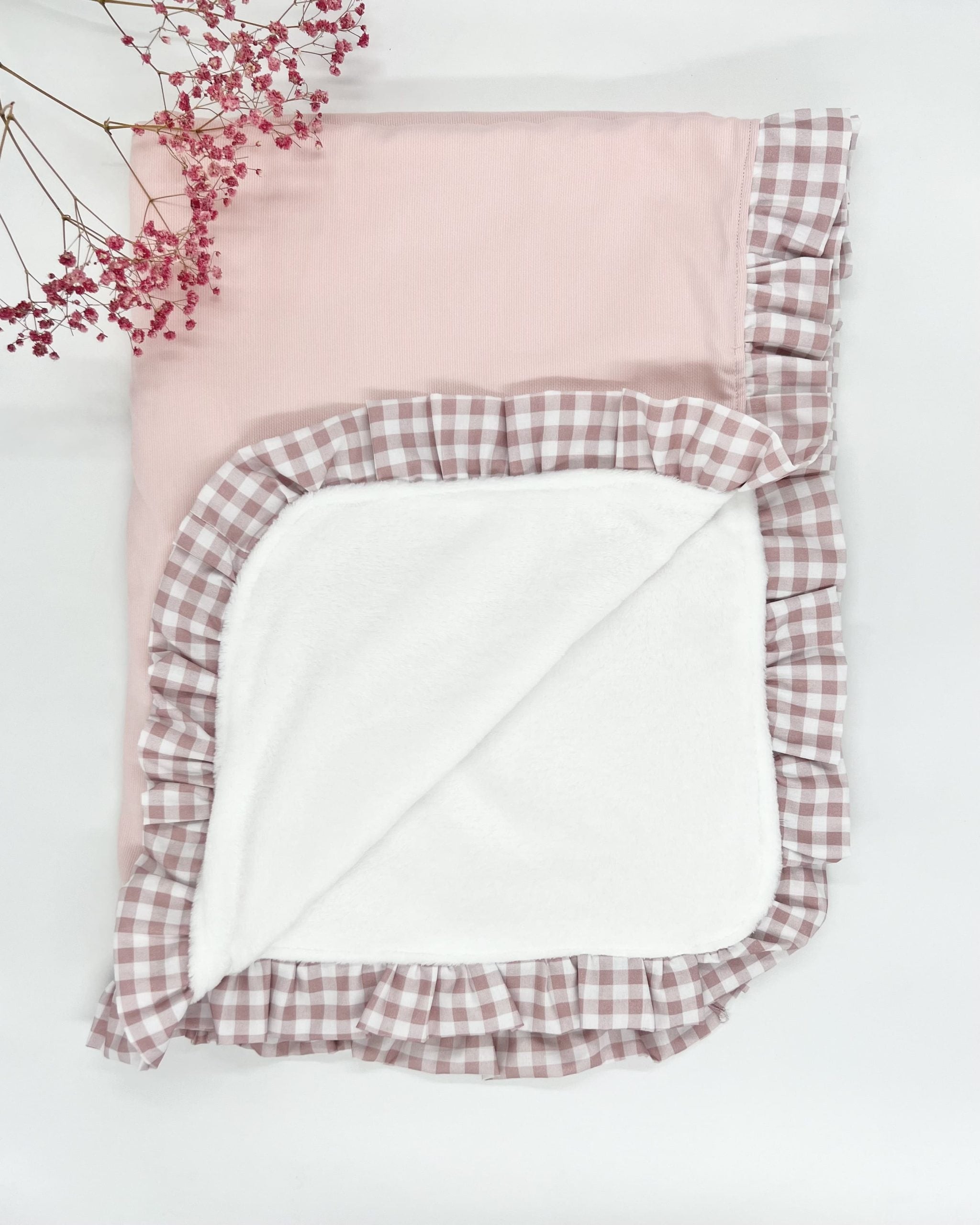 Manta Invierno Rosa pastel Volante