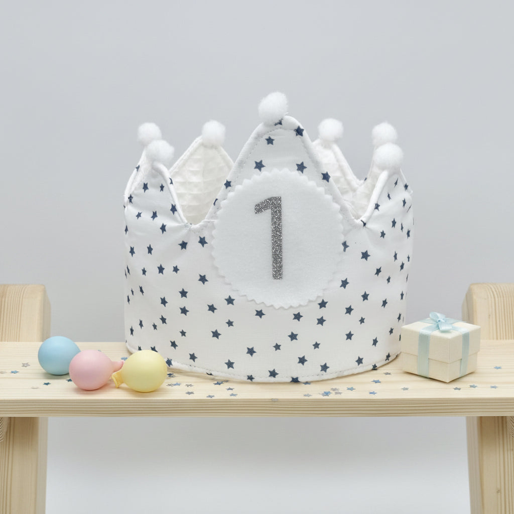 Corona Cumpleaños Personalizada Azul Estrellas