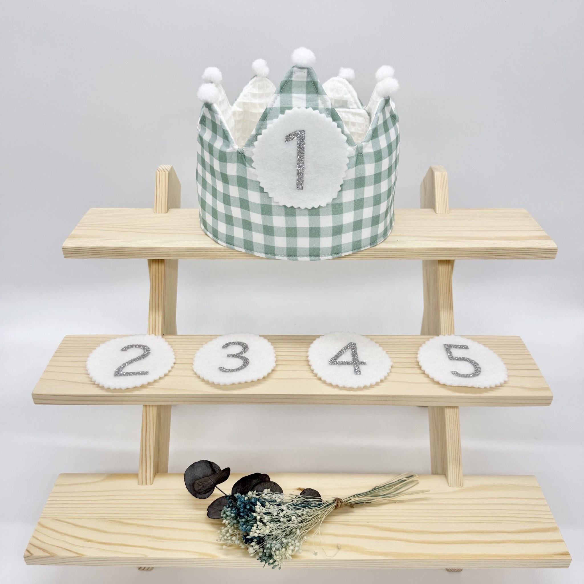Corona Cumpleaños Personalizada Vichy Verde