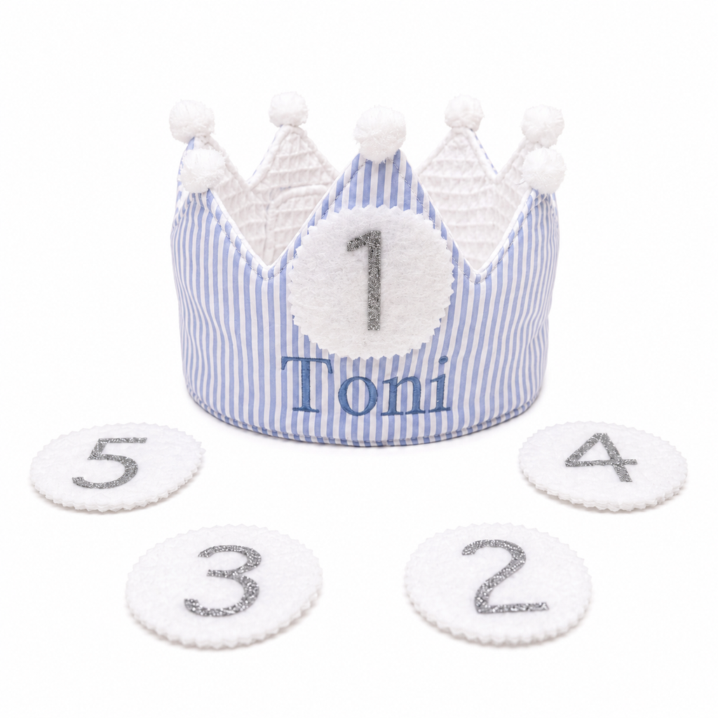 Corona Cumpleaños Personalizada Rayas Azul