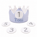 Corona Cumpleaños Personalizada Rayas Azul