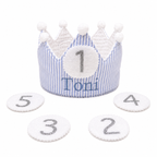 Corona Cumpleaños Personalizada Rayas Azul