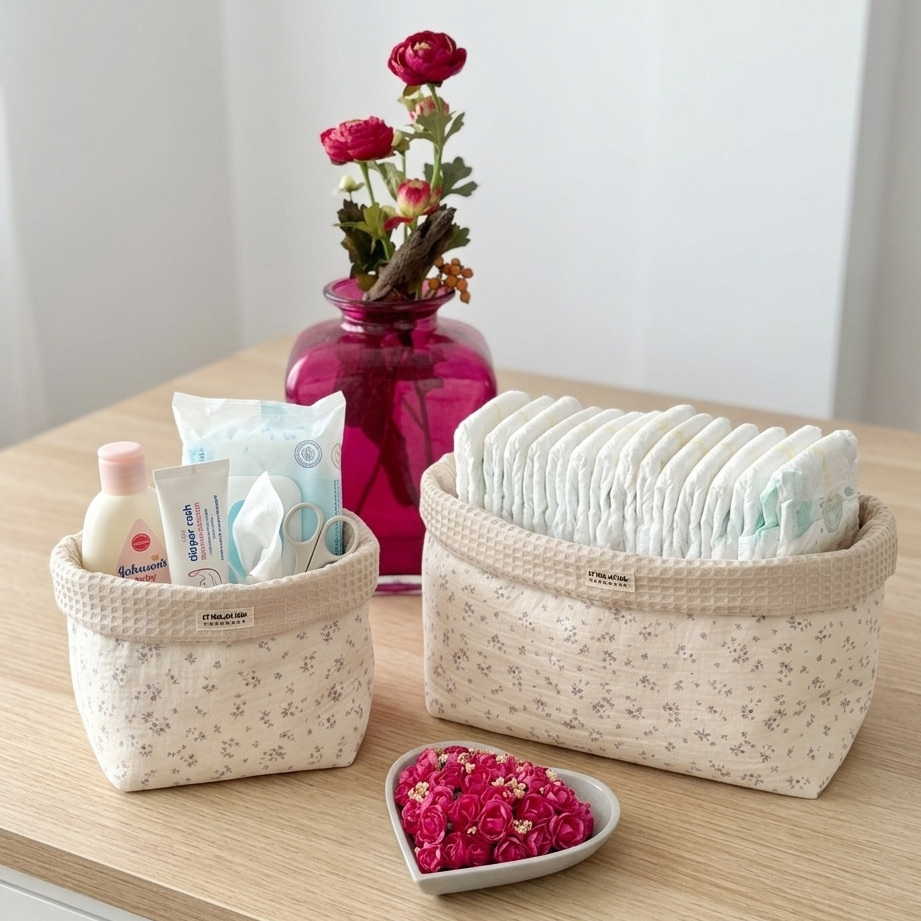 Organizadores de Pañales Flores Beige