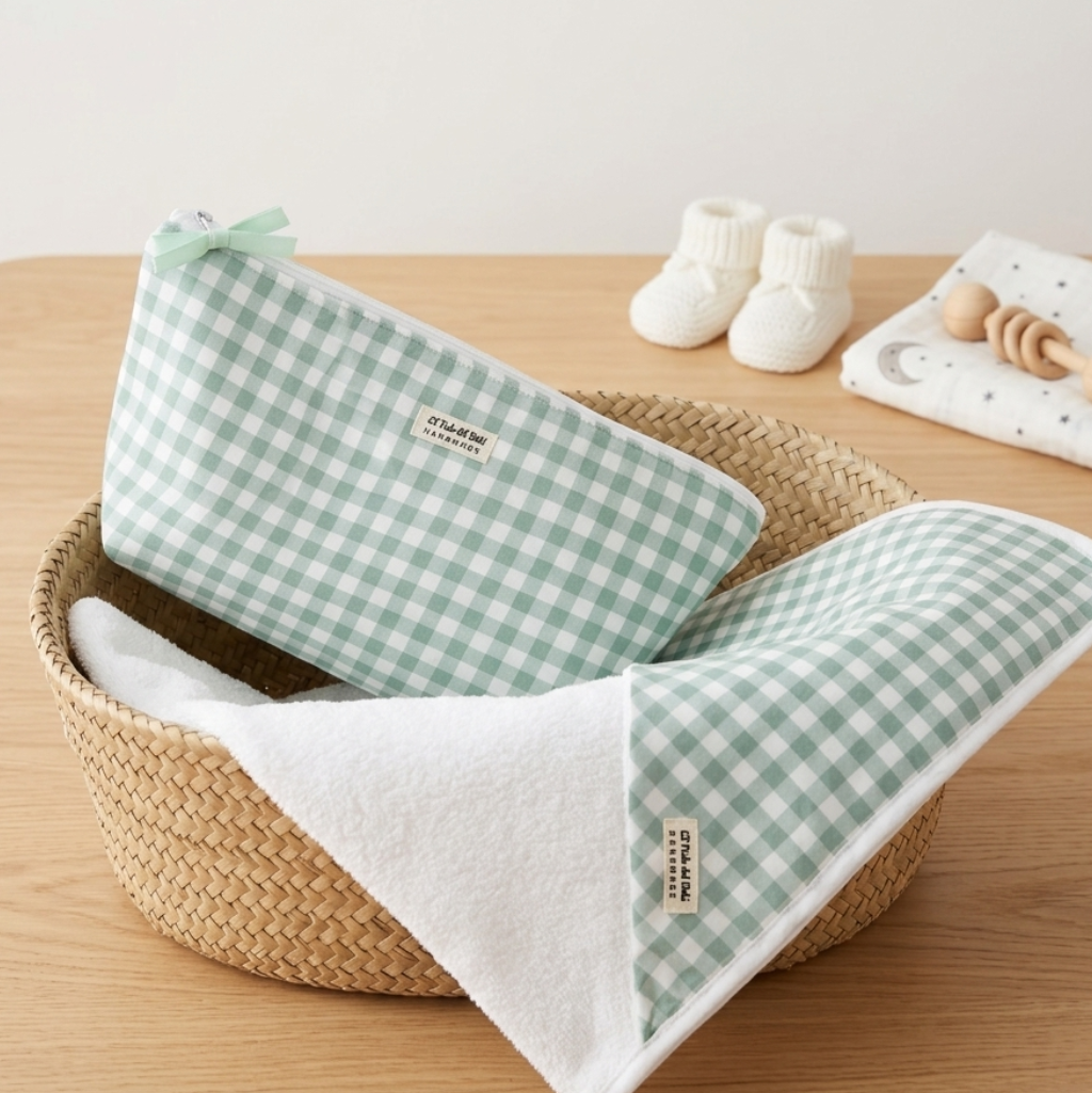 Pack Regalo Bebé Vichy Verde