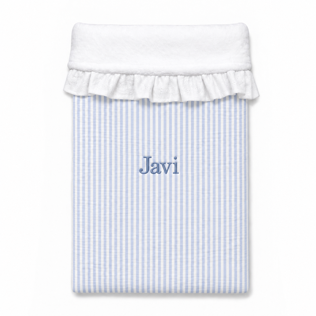Manta Bebé Personalizada Rayas Azul