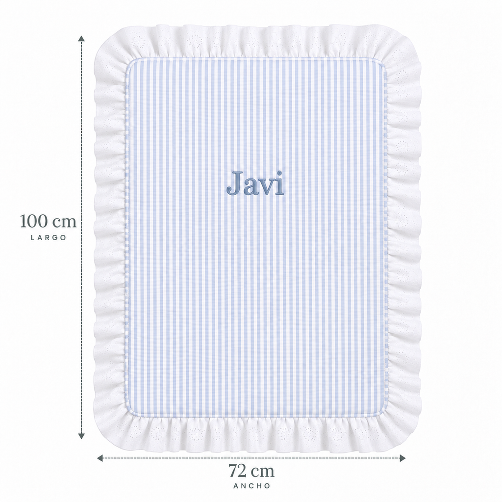 Manta Bebé Personalizada Rayas Azul