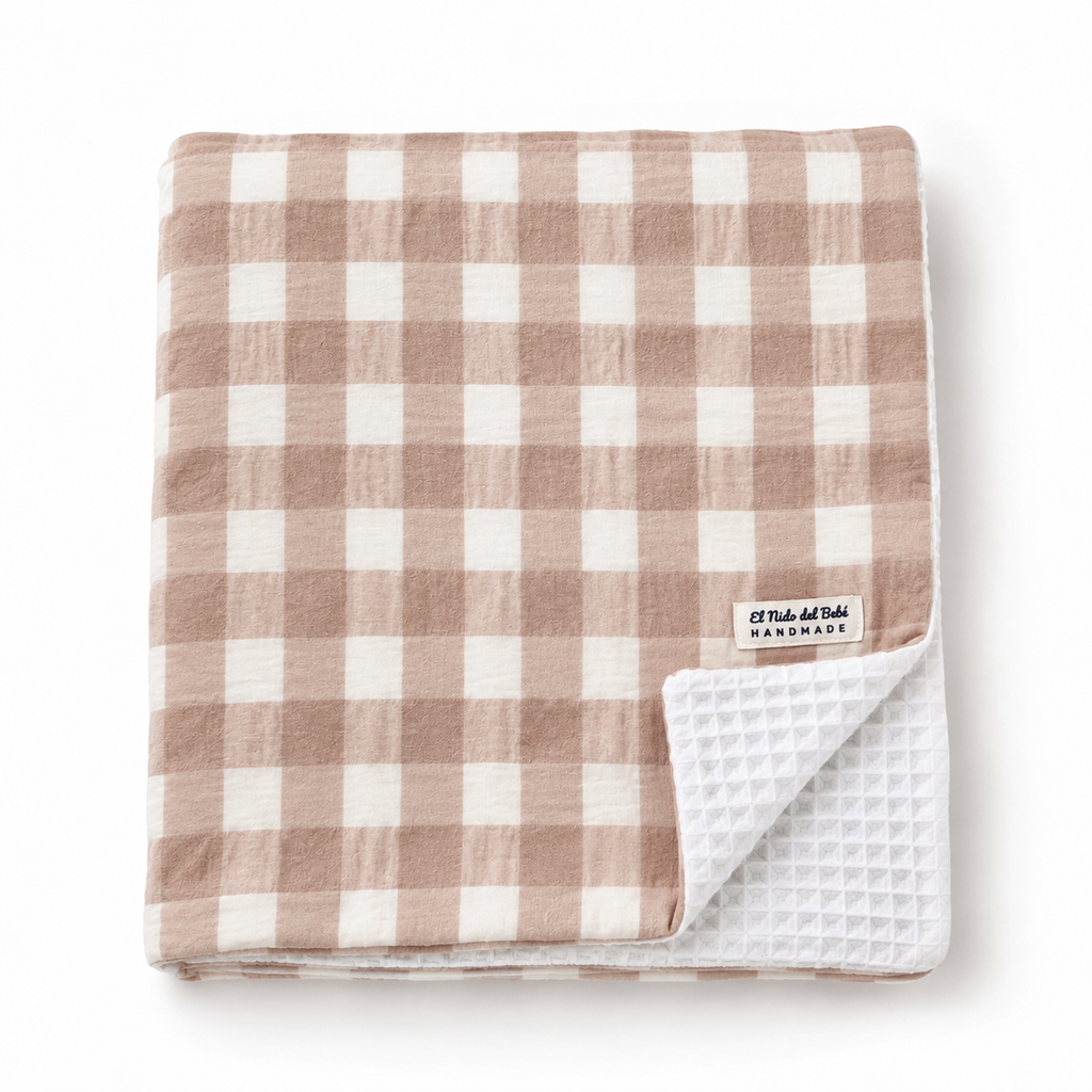 Tela Seersucker de Algodón 100% Vichy Nude – OEKO-TEX®