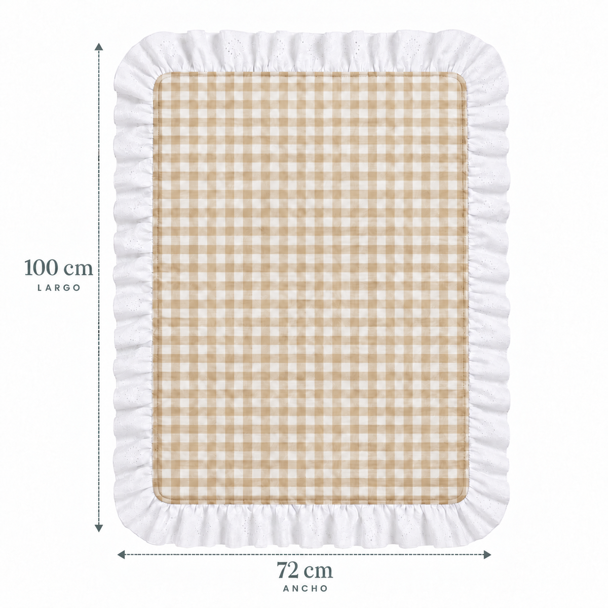 Manta Bebé Personalizada Vichy Beige y Blanco