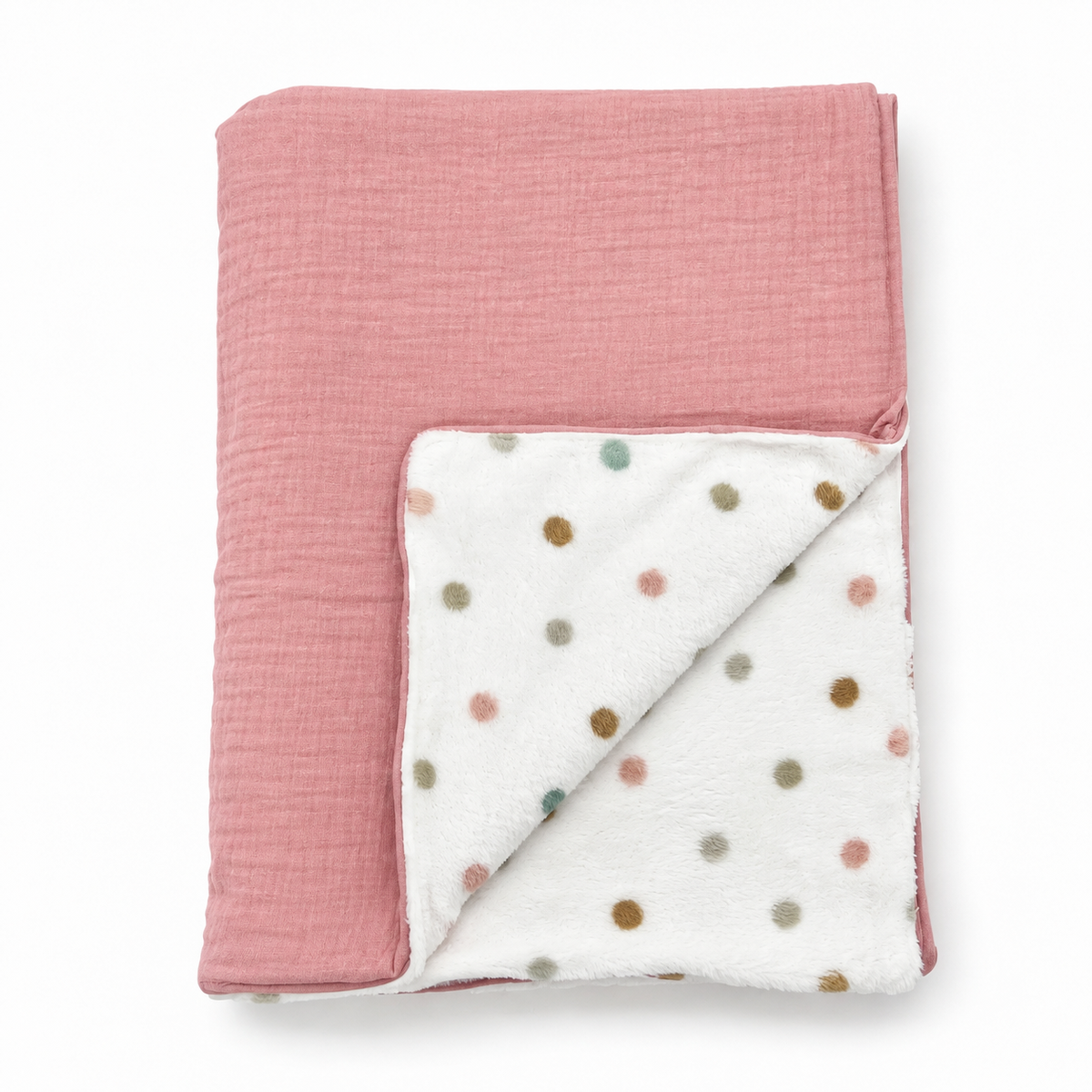 Tela Coralina Blanca Topos Suave para Bebé – OEKO-TEX®